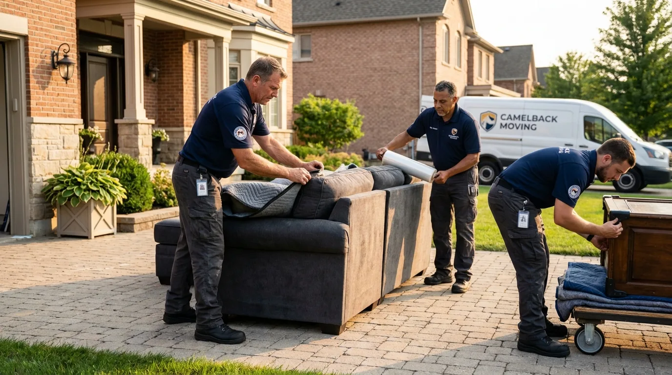 Large estate moving crew wrapping furniture in Aviston, IL